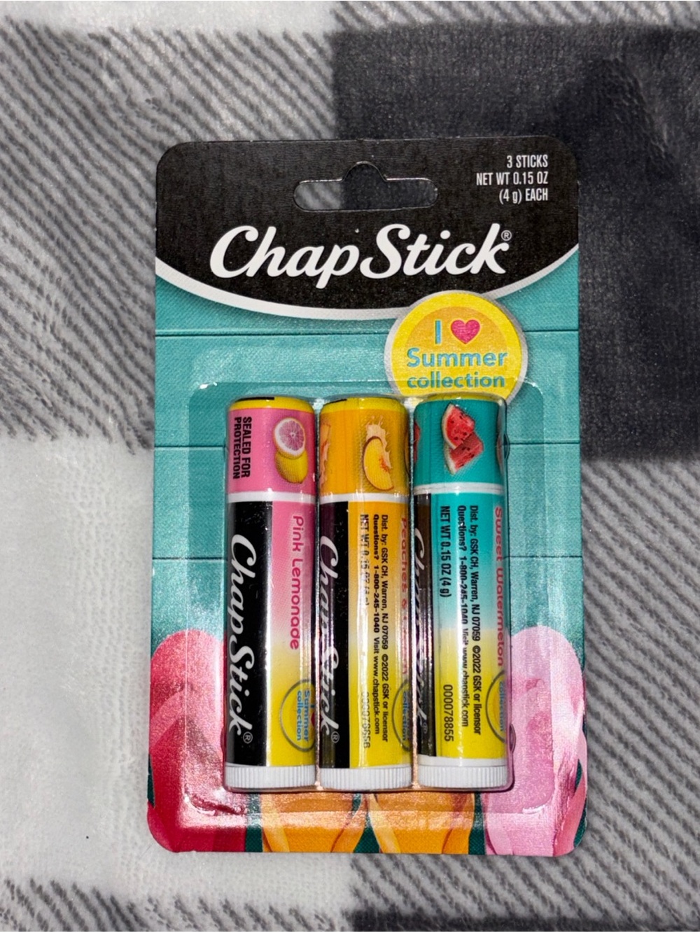 ChapStick 3-Pack Summer Collection Lip Balms - watermelon, pink lemonade, peach